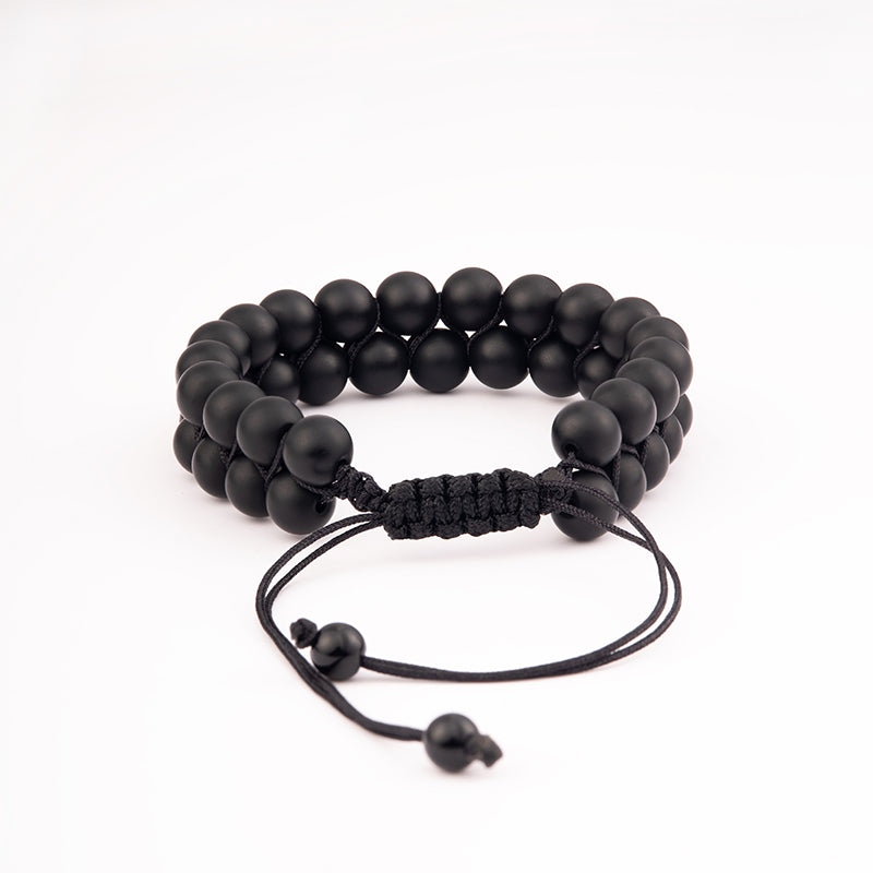 Black Onyx - Bracelet de perles (finition mate)