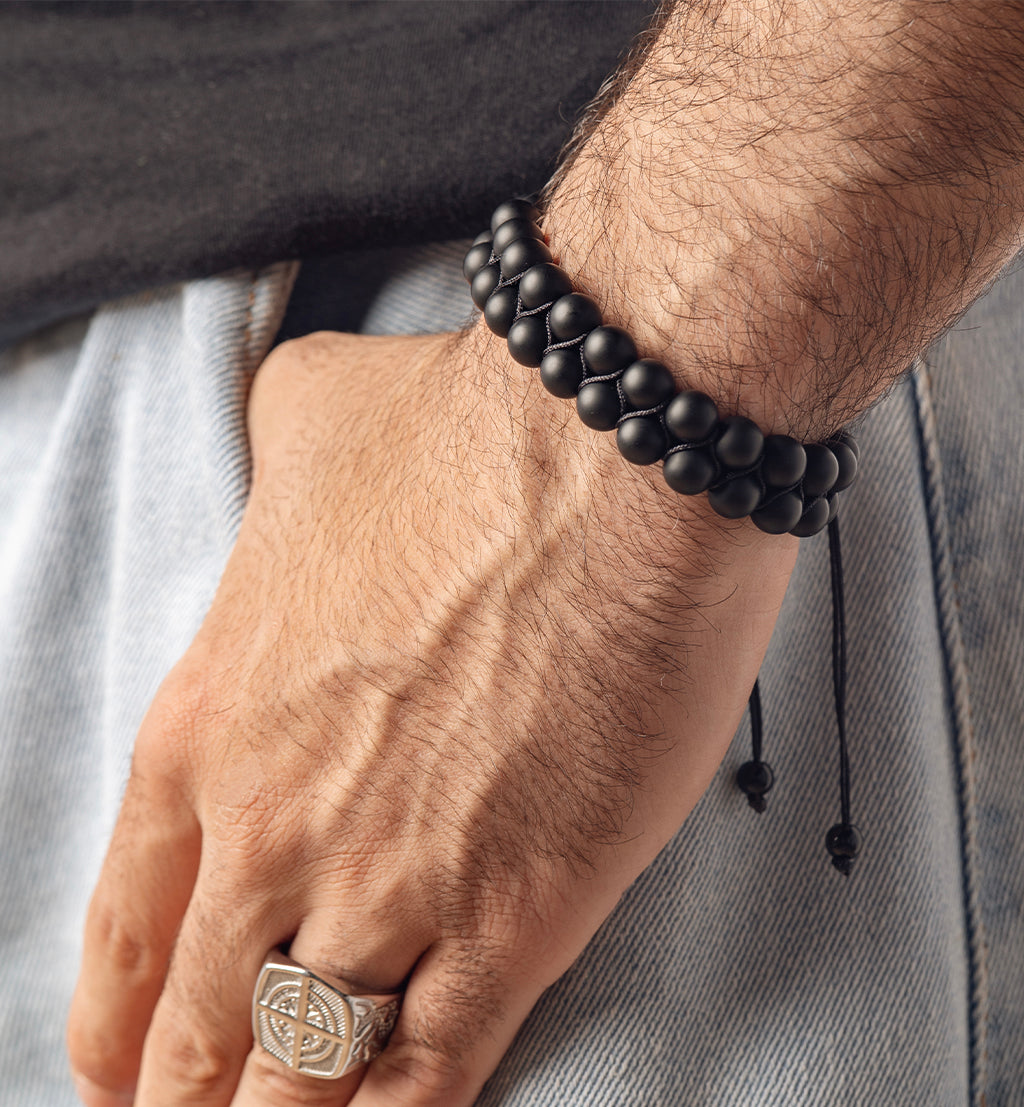 Black Onyx - Bracelet de perles (finition mate)